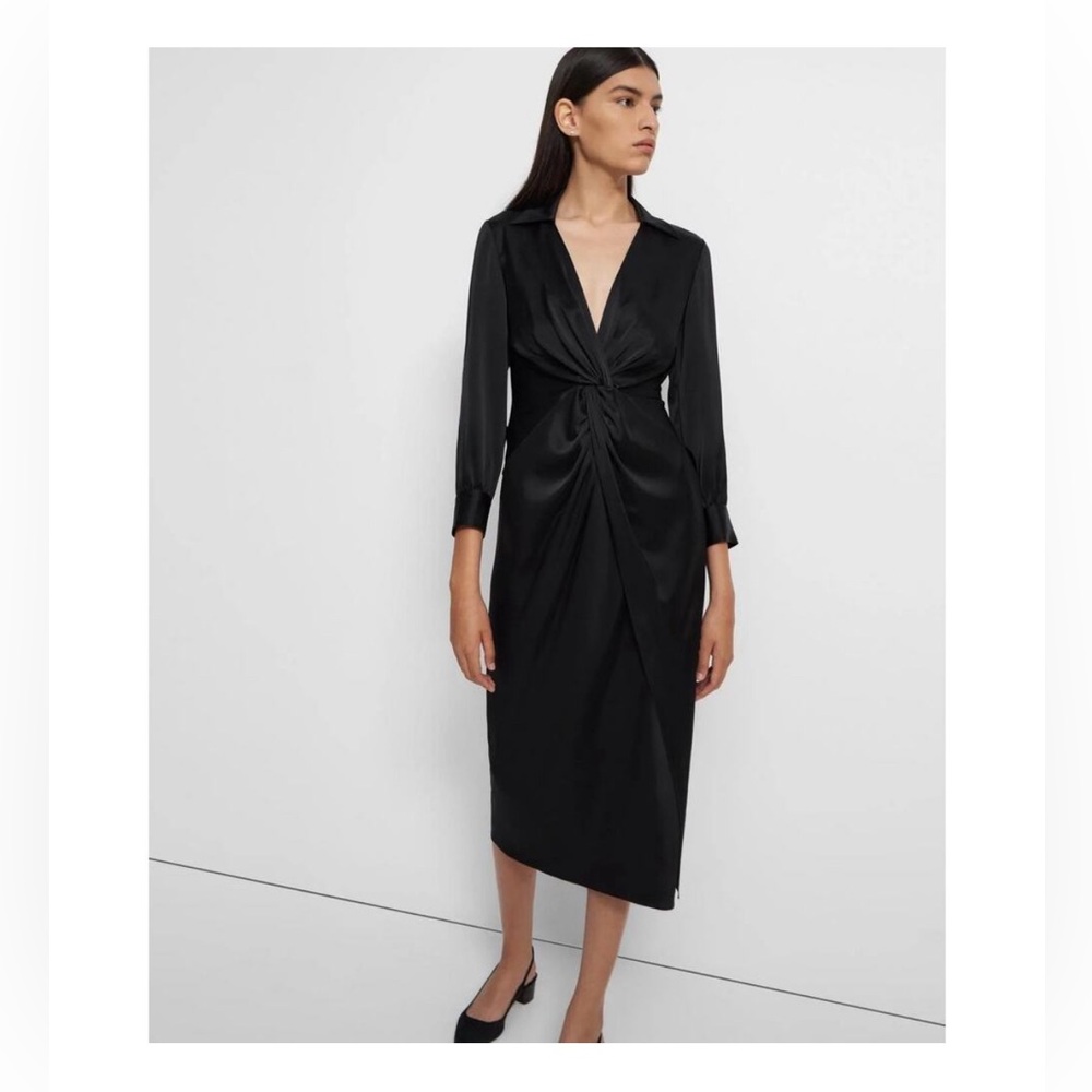 *donating soon! Theory satin long sleeve maxi dress size 0
